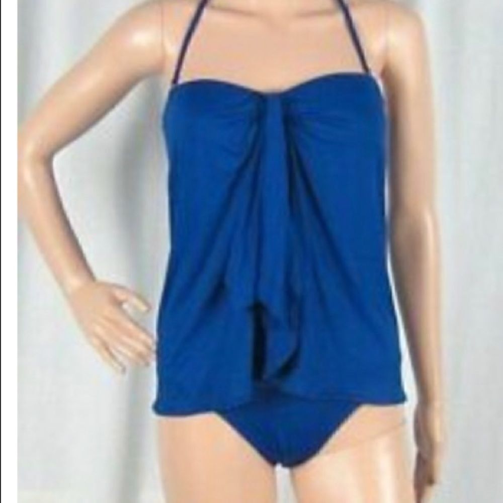Ralph Lauren Swimwear One Piece Sz 6 Blue Flyaway Halter Swimsuit